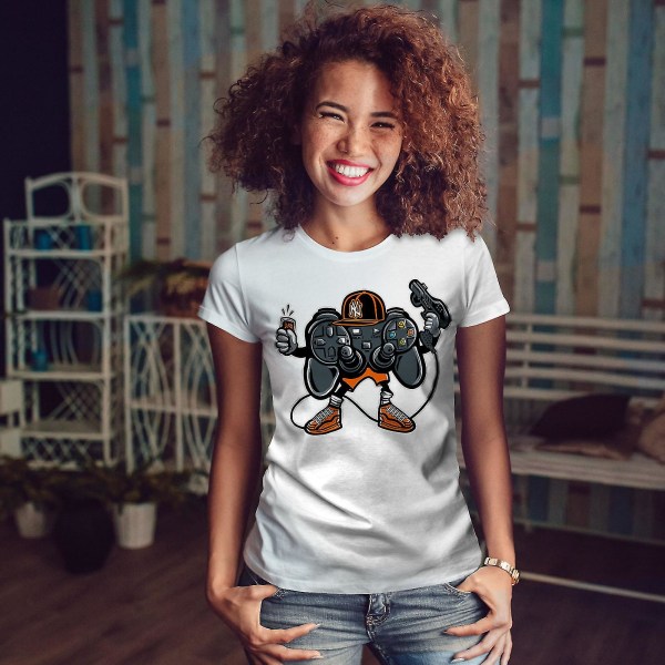 Cool Joystick Geek Gaming Whitet-shirt för kvinnor XL