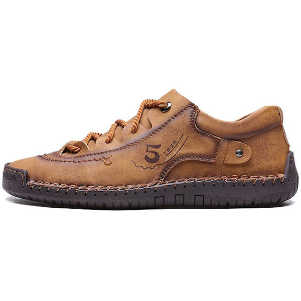 Herrskor Mode Läderskor Handsydda Casual Shoes 9931 Brown 41