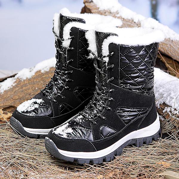 Dam Vinterstövlar Snow Boot Plysch Varma Skor Vattentät Boot 370 Black 39