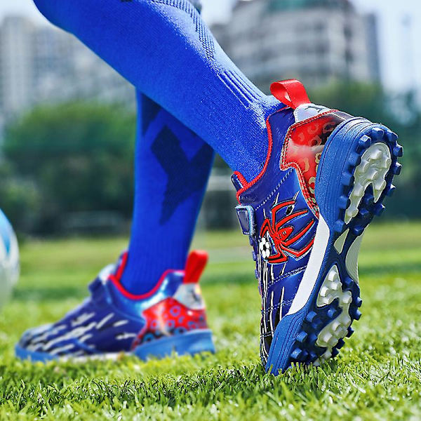 Fotbollsskor för pojkar Halkfria fotbollsskor Klossar Gräs Fotbollssneakers Yjsa8868 Blue 35