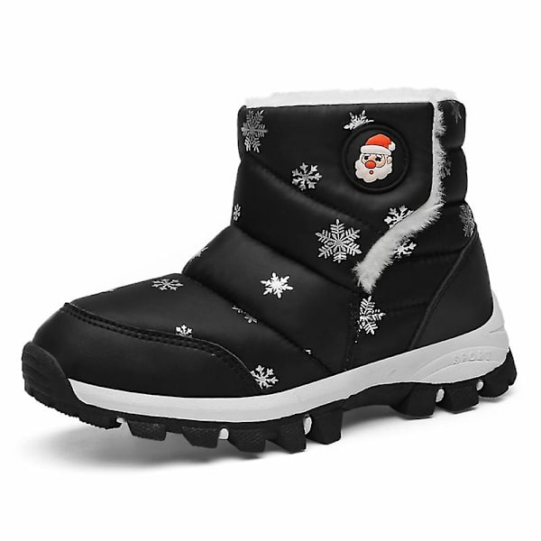Barn Vintersnöstövlar Varma ankelstövlar Pojkar Flickor Anti-halk vinterskor Dw013 Black 30