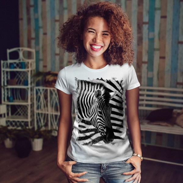 Safari Zebra Head T-shirt för kvinnor M