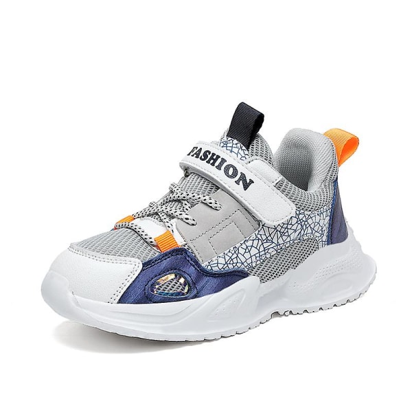 Barn Sneakers Andas löparskor Pojkar Flickor Mode Sportskor R2024 GrayBlue 37