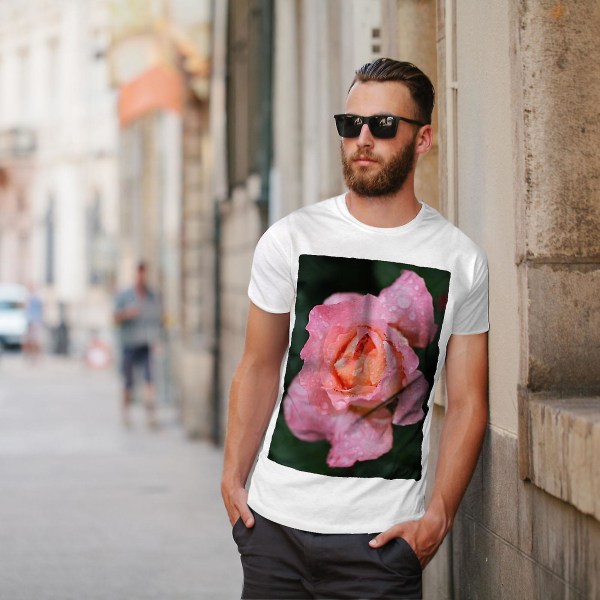 Rose Flower Photo Men Whitet-shirt S