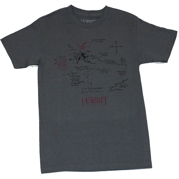 The Hobbit Mens T-shirt - Karta över den oväntade resan Bild XXL