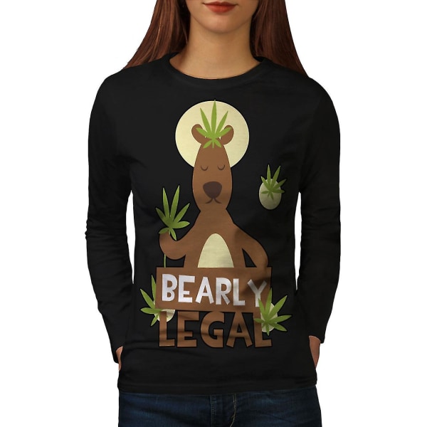 Bearly Legal 42 Funy Women Blacklong Sleeve T-shirt M