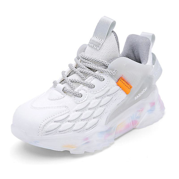 Barn Sneakers Pojkar Basketskor Halkfria Barn Sportskor 3Ba9016 White 34