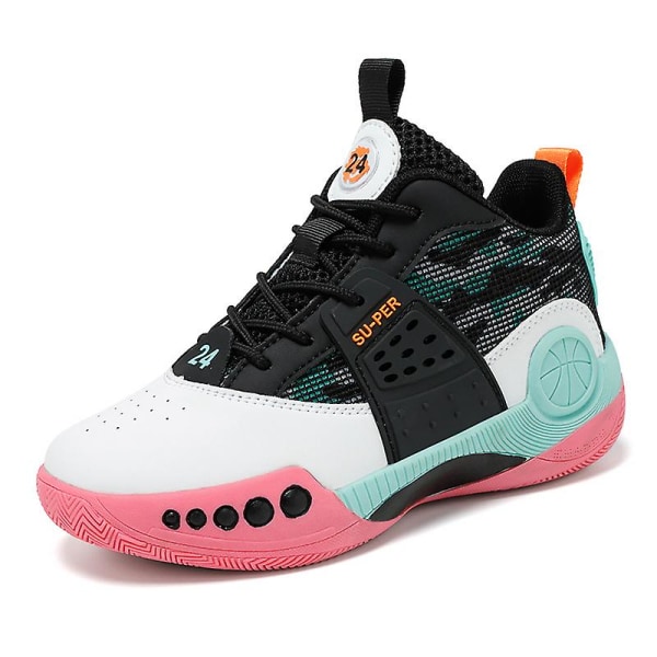 Barn Basketskor Mode Halkfria sneakers Andas Pojkar Flickor Sportskor 7062 BlackPink 37