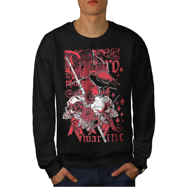 Marine Crow Rose Skull Herr Blacksweatshirt | Wellcoda XL