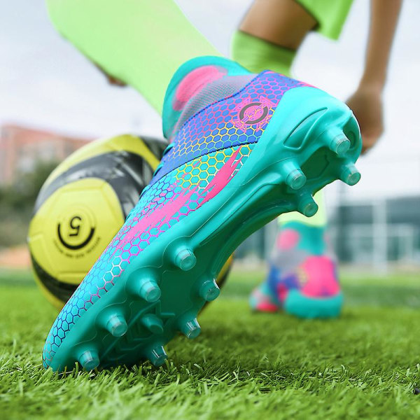 Fotbollsskor för män Spikes Fotbollsskor för ungdomar Stövlar Athletic Sneaker 3C7878 Cyan 41