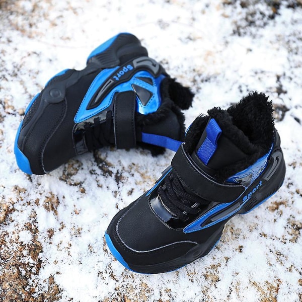 Barn Vintervarma Sneakers Flickor Pojkar Snow Outdoor löparskor 169 BlackBlue 28