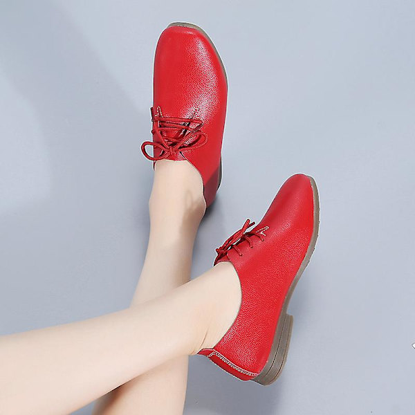 Dam Skor Läder Vita Skor Mjuk sula Dam Casual Fraz919 Red 40