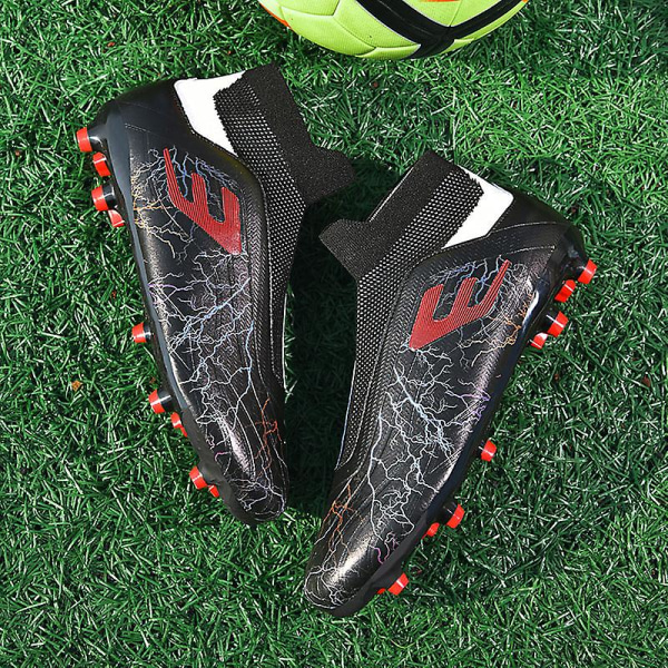 Fotbollsskor för män Fotbollsskor för vuxna med hög ankel Grästräning Sport Skor Sneakers 2Lkhu02 Black 38