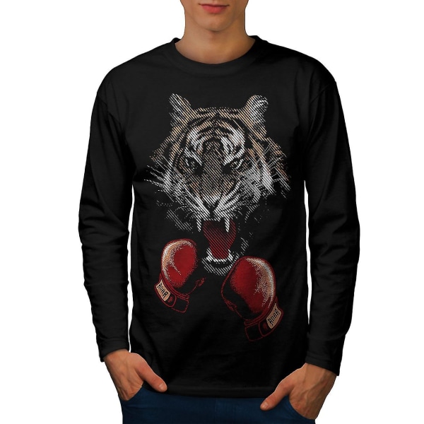 Tiger boxer svart långärmad t-shirt för män M
