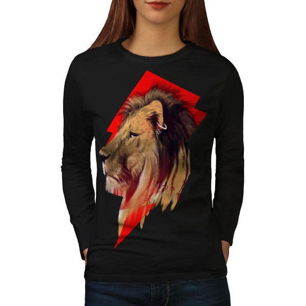 Tiger Head Face Animal Women Blacklong Sleeve T-shirt XXL