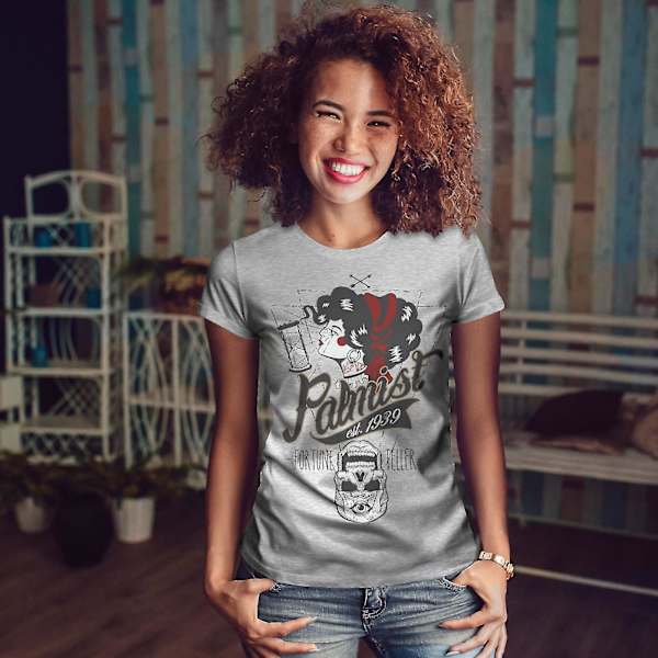 Girl Skull Death Vintage Women Greyt-shirt M