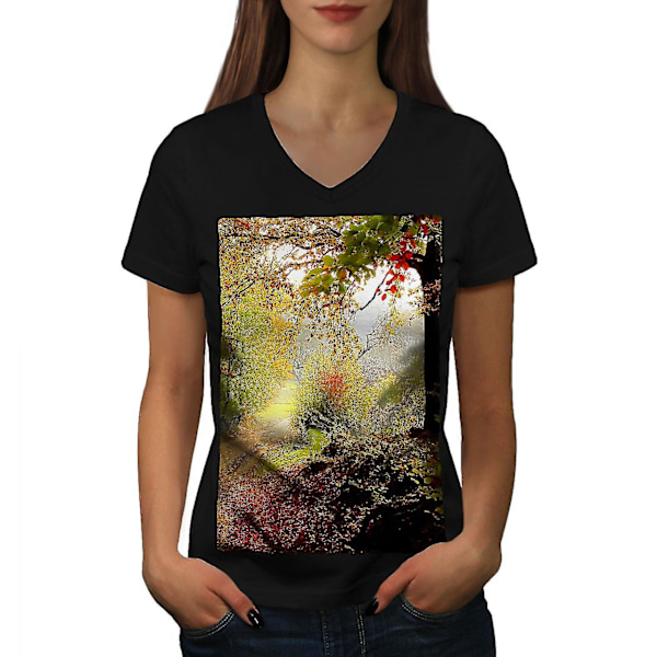 Skogsträd höst T-shirt för kvinnor M
