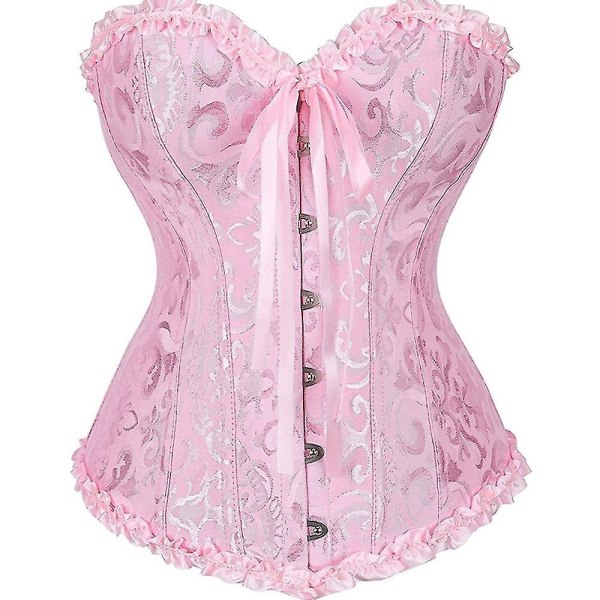 Sexiga kvinnor Bustier Korsett Blommig snörning Korsett Top Bened Waist Trainer Underkläder Overbust Korsetter Body Shaper Plus Size, vit 5XL