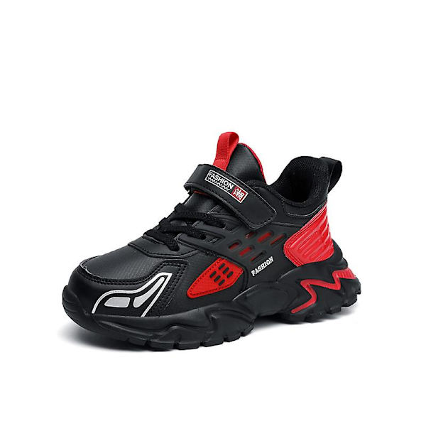 Barn Sneakers Andas löparskor Pojkar Flickor Mode Sportskor R2022 BlackRed 34