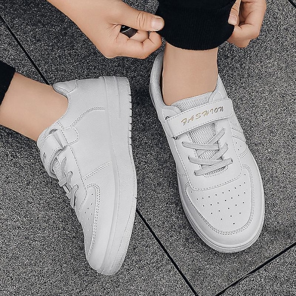 Pojkar Sneakers Andas Flickor Skateboard Skor Löparskor 3D9877 White 34