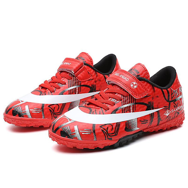 Fotbollsskor för barn Pojkar Flickor Fotbollsskor Grästräning Sport Skor Sneakers Yjx157 Red 31