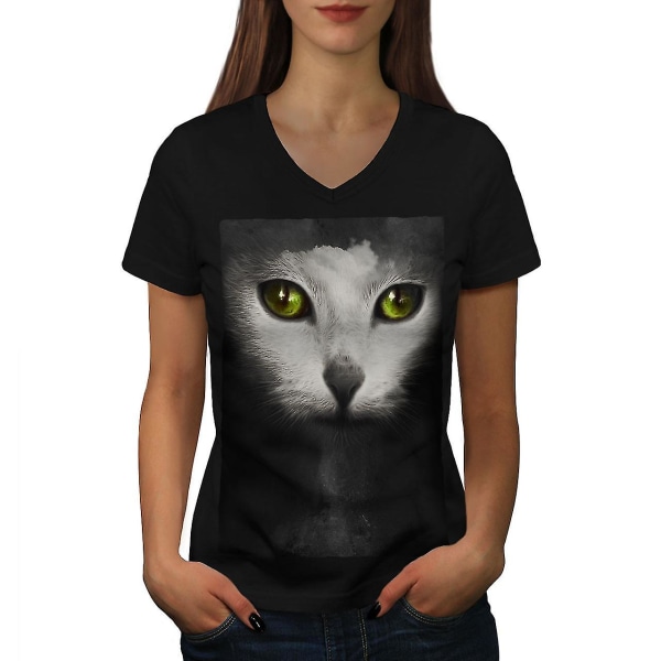Psykedelisk djurkatt T-shirt för kvinnor M