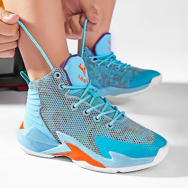 Basketskor för män Mode Halkfria Sneakers Andas Sportskor Yj001 Blue 43
