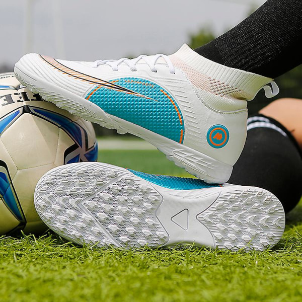 Fotbollsskor för män Halkfria fotbollsskor för herr Gräs Fotbollssneakers Yj777-1 White 39