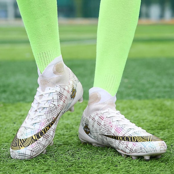 Fotbollsskor för män Spikes Fotbollsskor för ungdomar Stövlar Athletic Sneaker 3C5858 White 37