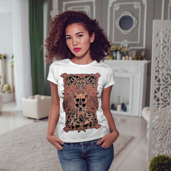 Sword Art Metal Skull Whitet-shirt för kvinnor 3XL