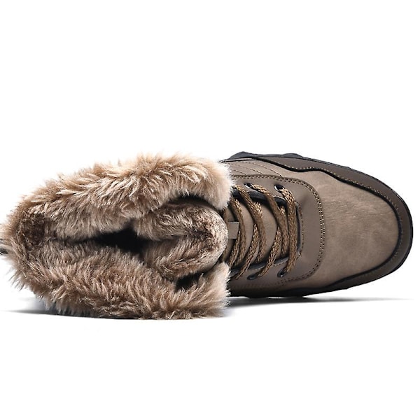 Snöskor för män Läder Plus Velvet Varma Utomhus bomullsskor F910 Brown 41