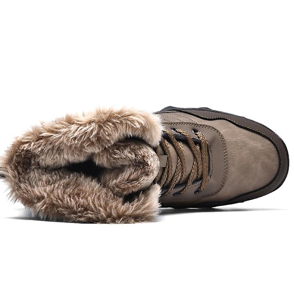 Snöskor för män Läder Plus Velvet Varma Utomhus bomullsskor F910 Brown 42