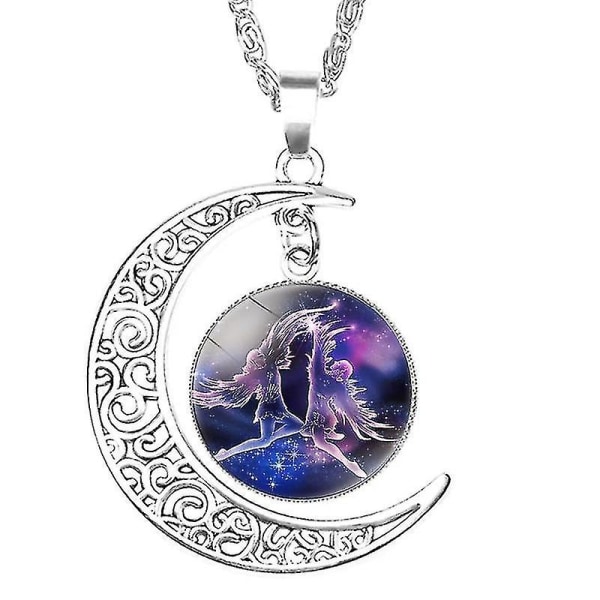 12 Constellation Moon Halsband Zodiac Moons Charm Metall Hängande Hänge För Kvinnor Män Kostym Astrol