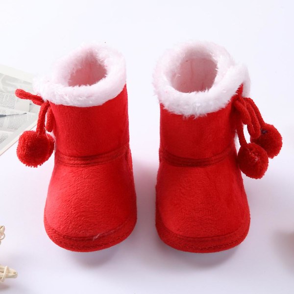 Vintervarma nyfödda toddler 1 år baby Flickor Pojkar Skor Mjuk sula Pälssnöskor 0-18M Red 0-6 Months