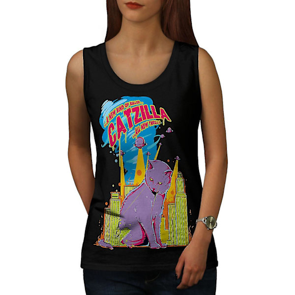 Cat Godzilla Parody Dam Blacktank Top M