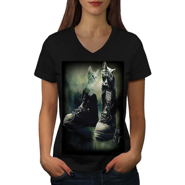 Katt i skor Söt katt T-shirt för kvinnor S