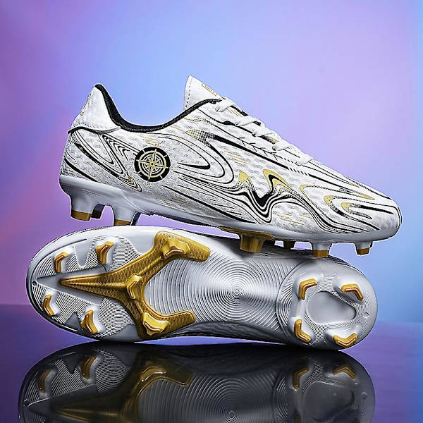 Pojkar Flickor Fotbollsskor Halkfria fotbollsskor Klossar Gräs Fotbollssneakers för barn 2Kr158 WhiteGold 31