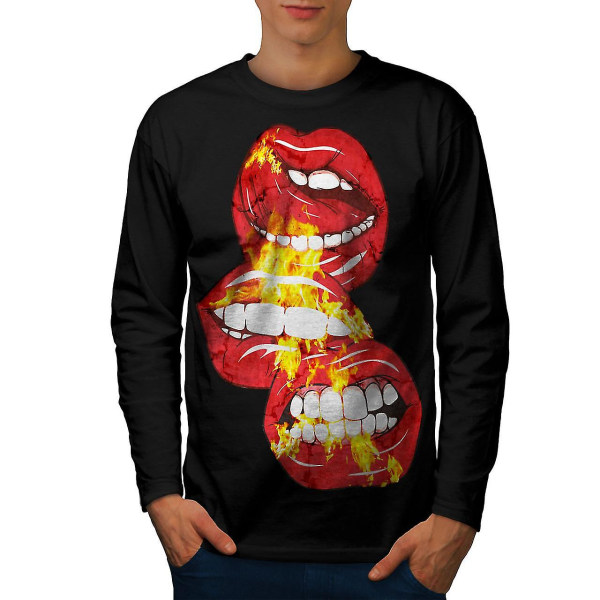 Läppar Cool Kiss Men Blacklong Sleeve T-shirt XXL