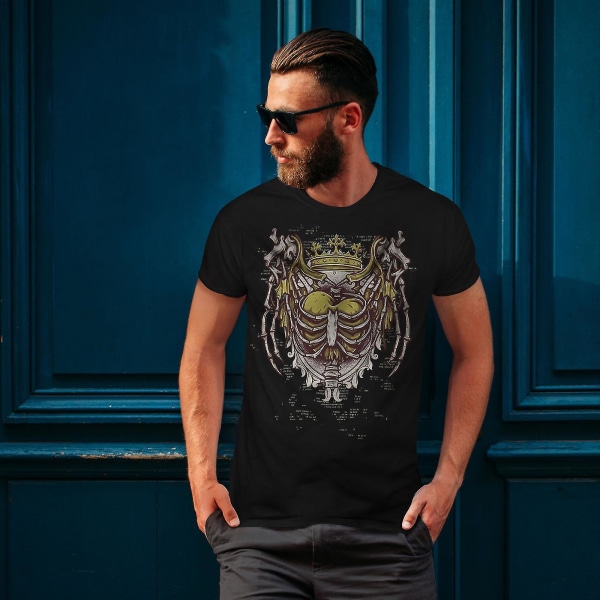 Skeleton King Mode Män Blackt-shirt | Wellcoda XL