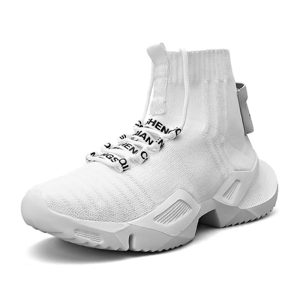 Löparskor för herr Strumpor Sneakers Män Stickad Ovansida Sportskor med andasfunktion 2G8881 White 47