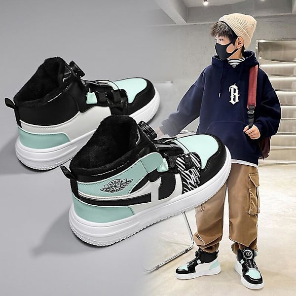 Sneakers för barn Löparskor med vridknapp Mode Pojkar Flickor Sportskor 2Lz708 BlackGreen 34