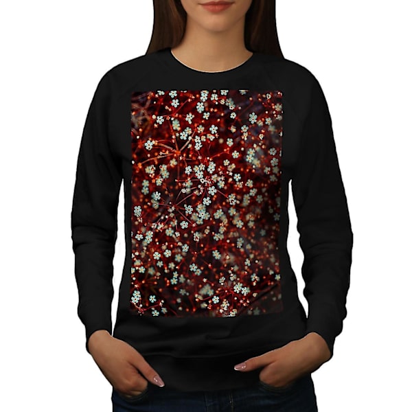 Röda blommönster för kvinnor Blacksweatshirt M