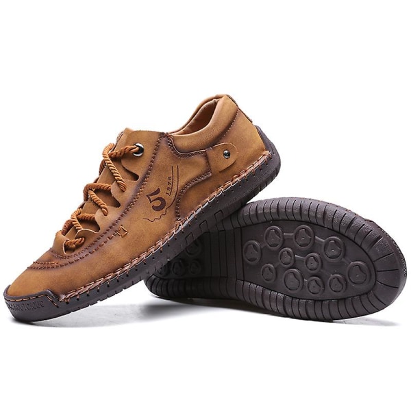 Herrskor Mode Läderskor Handsydda Casual Shoes 9931 Brown 41