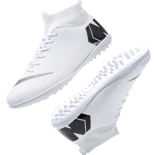 Fotbollsskor för män Halkfria fotbollsskor Klossar Gräs Fotbollssneakers 888A White 38