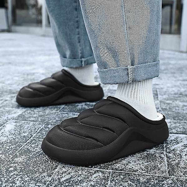 Herrtofflor för damer Varma vinterhusskor Inomhus utomhus hemmaskor 2L2883 Black 41
