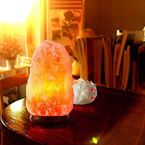 Lampor Salt Lampor 8-10 KG Naturlig Himalaya Rock Salt Lampa På Trä Sockel Trä Orange