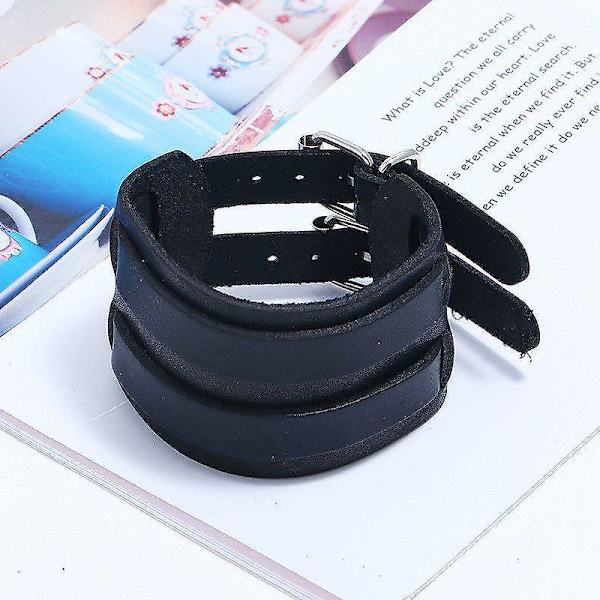Armband Manschettarmband Äkta Enkel Herr Justerbar Punk Bred Läder Armbandsbälte