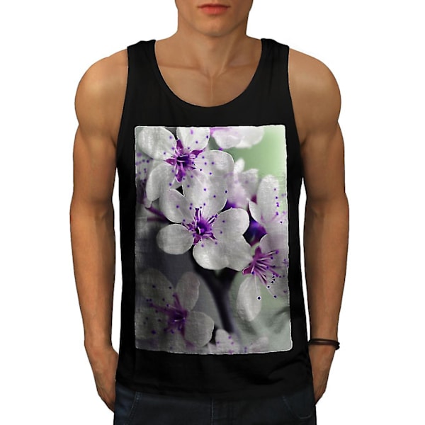 White Flower Photo Men Blacktank Top M