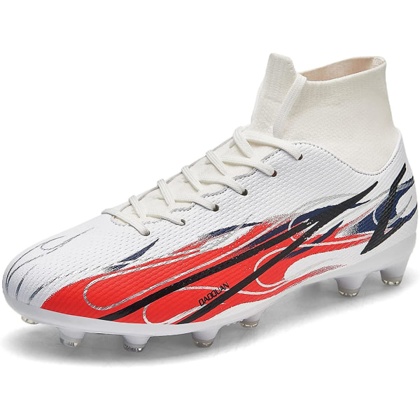 Fotbollsskor Herr Fotbollsskor för fast mark Utomhus Inomhus Atletiska fotbollsskor Professionell Futsal Training Sneakers-svarta White 38