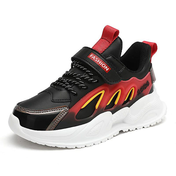 Kids Sneakers Andas löparskor Mode Pojkar Flickor Sportskor T831 BlackRed 34